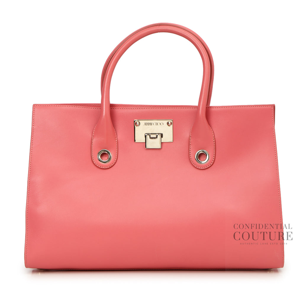 Shop Pre-Owned Jimmy Choo Pink Riley Leather Tote – Confidential