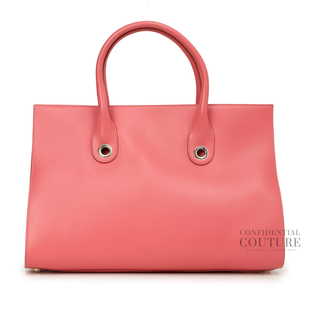 Authentic Pre-Loved — Pink Riley Large Leather Tote Bag — Back View