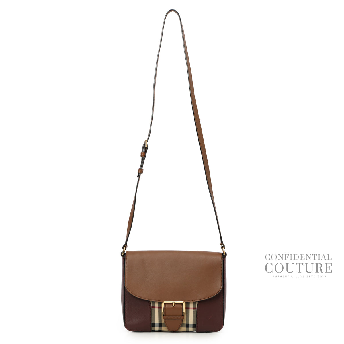Horseferry Check Brown/Burgundy Small Crossbody Bag