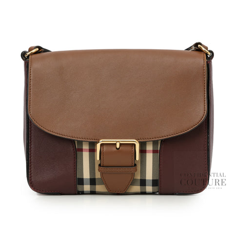 Horseferry Check Brown/Burgundy Small Crossbody Bag