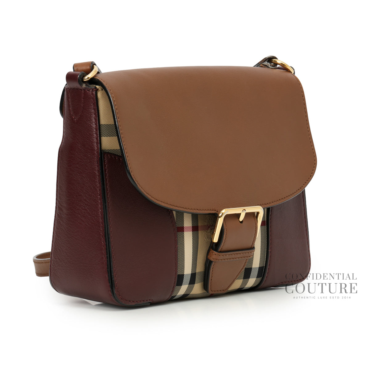 Horseferry Check Brown/Burgundy Small Crossbody Bag