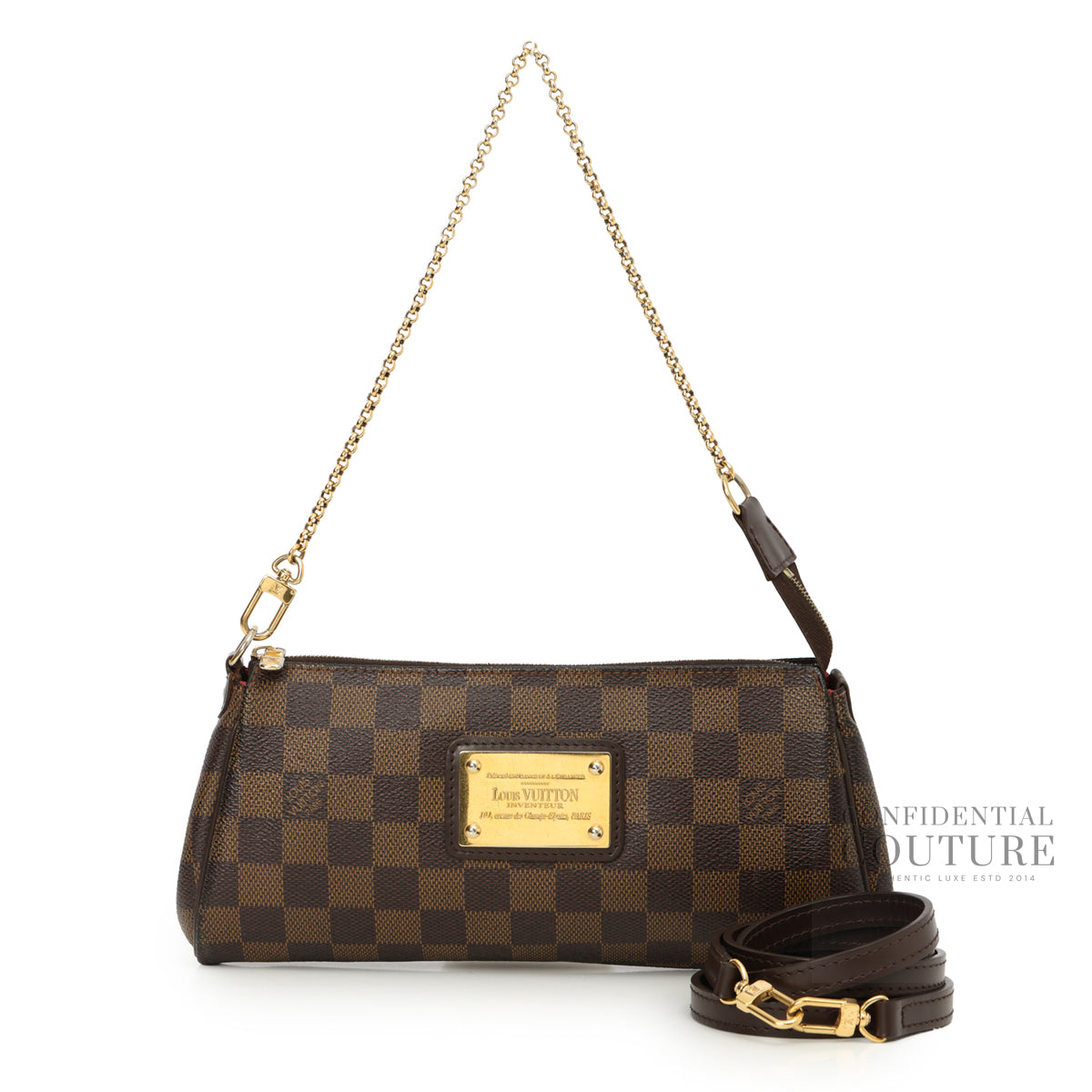 Authentic Pre-Loved — Canvas Eva Damier Ebene Crossbody Bag — Interior View