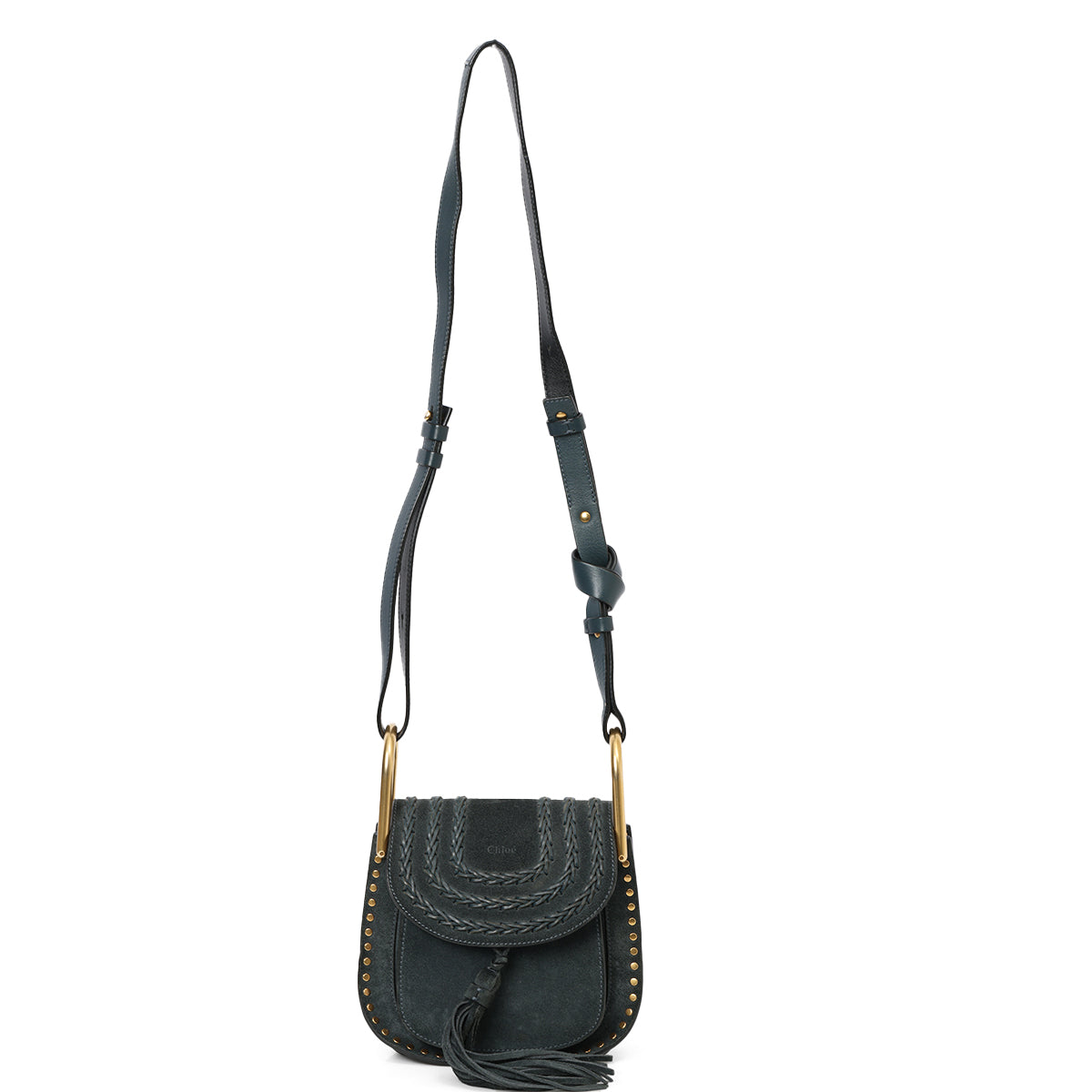 Blue Suede Braided Small Hudson Crossbody Bag