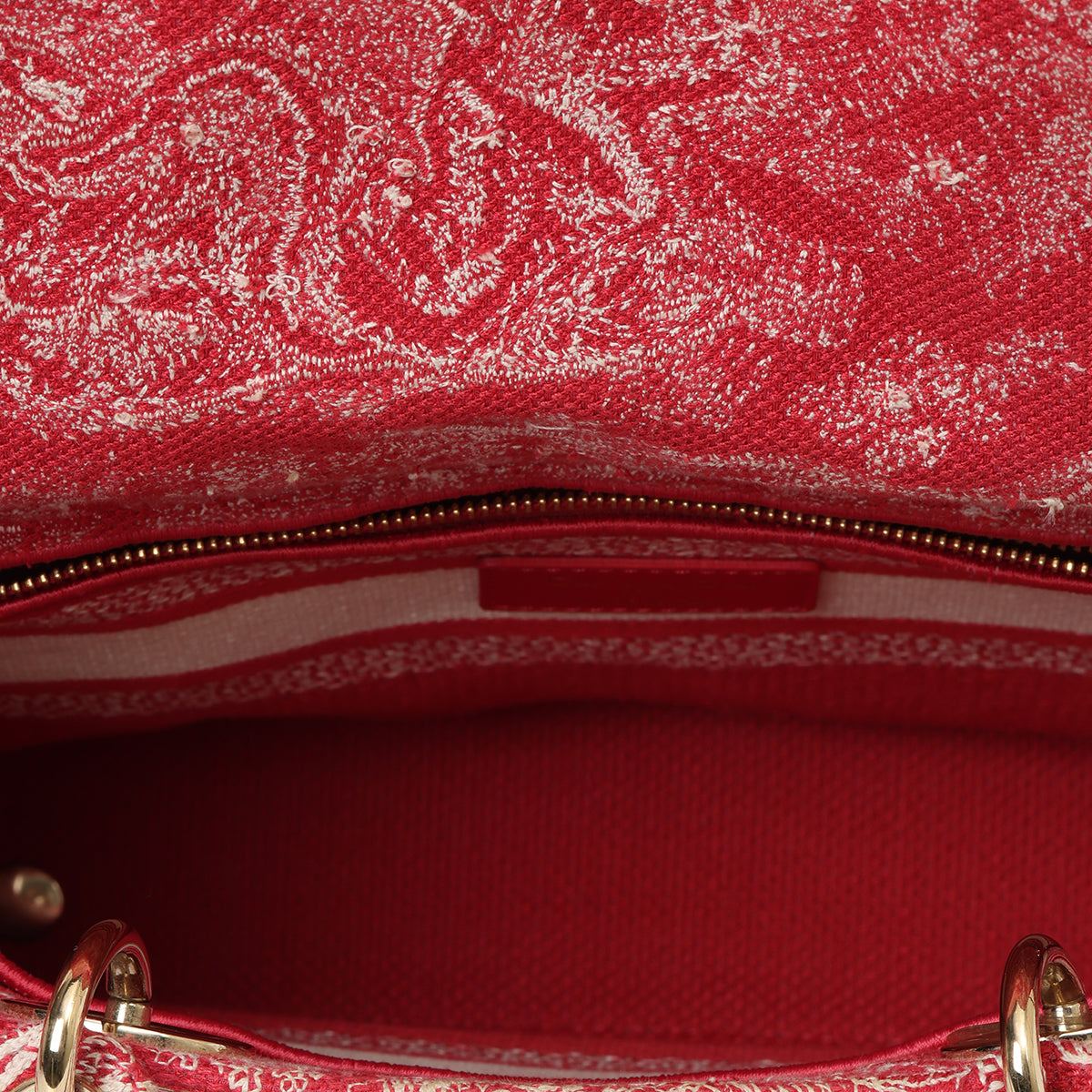 Fuchsia And Ecru Medium Toile De Jouy Lady D-Lite Bag