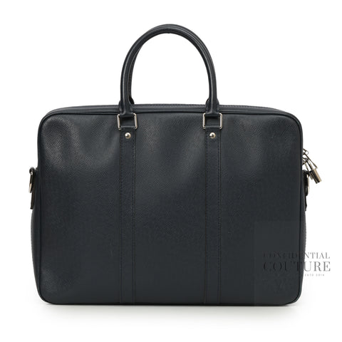 Blue Taiga Leather Porte-Documents Voyage PM Bag