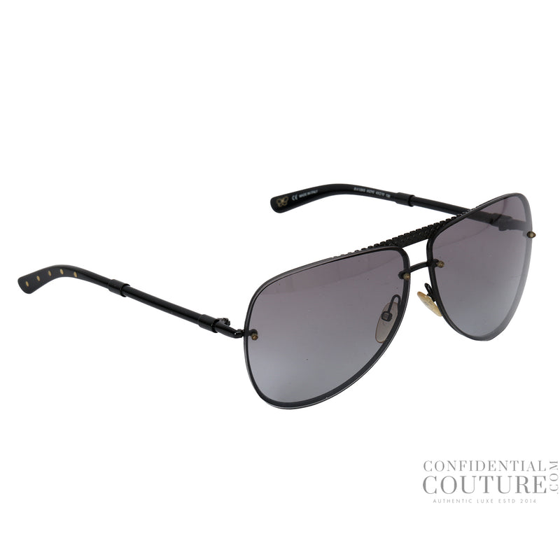 Pre-loved Bottega Veneta B.V.129/S Black Intrecciato Aviators