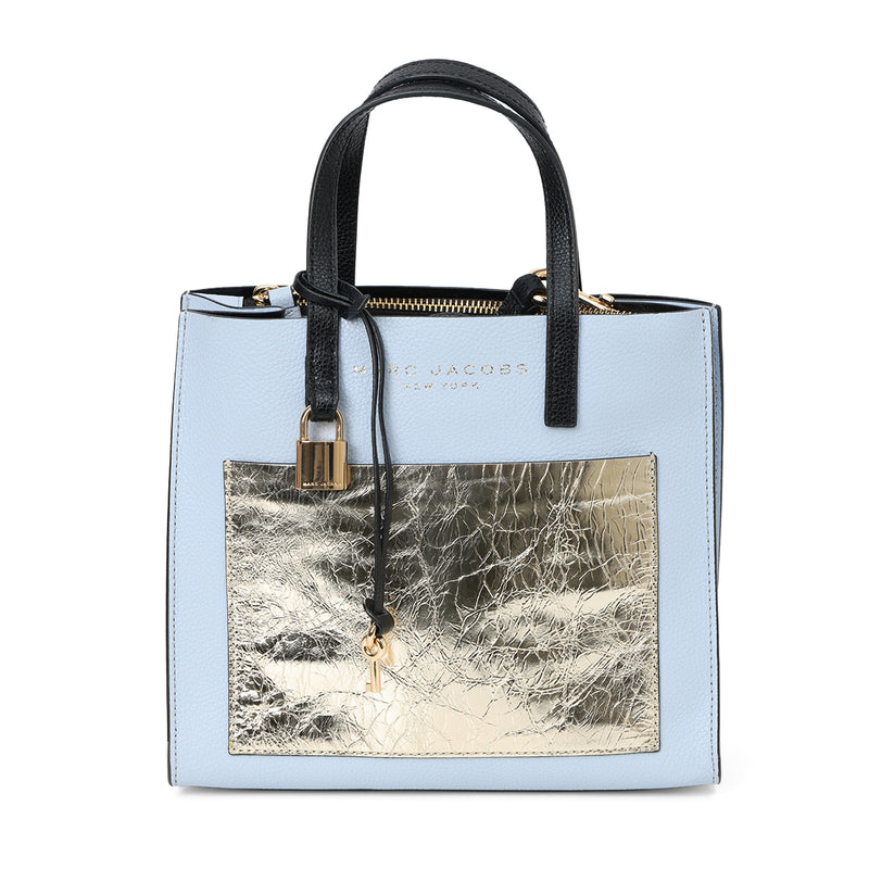 Marc Jacobs Powder Blue Mini Grind Handbag with Detachable Sling Strap