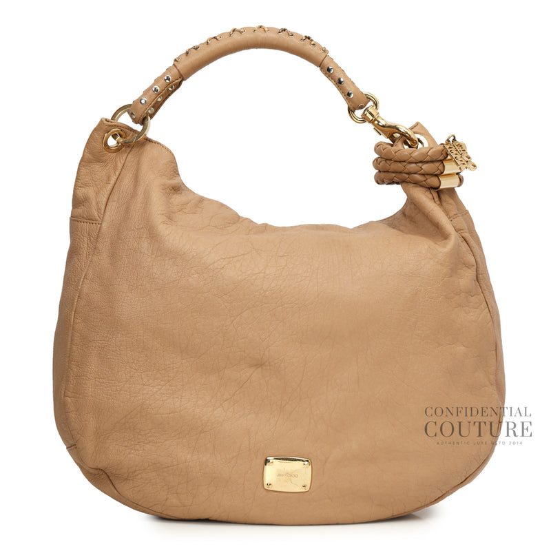 Dark Beige Sky studded Leather Belt Hobo Bag