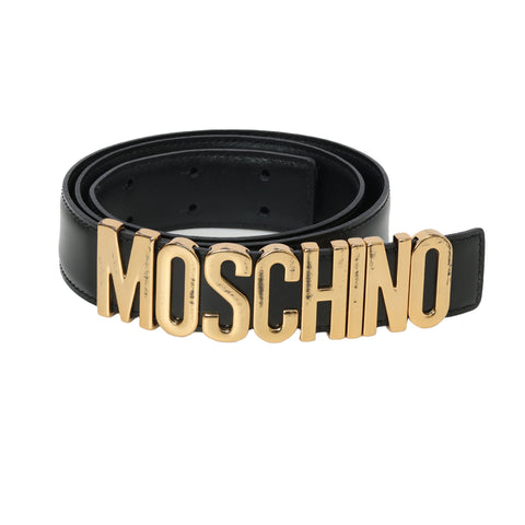 Black Leather Belt With Logo 44