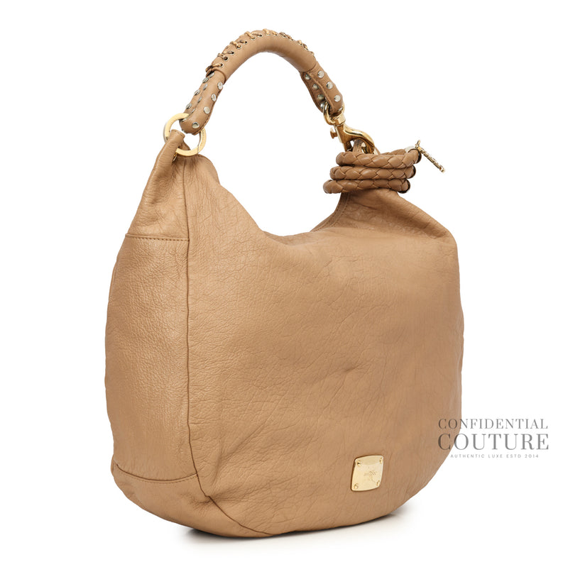 Dark Beige Sky studded Leather Belt Hobo Bag