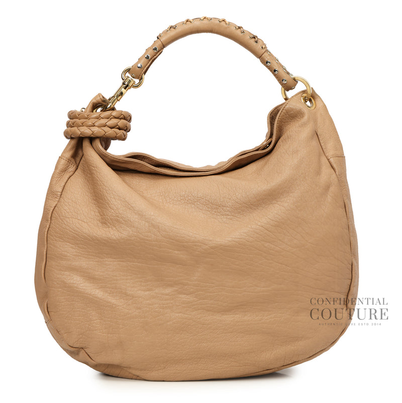 Dark Beige Sky studded Leather Belt Hobo Bag