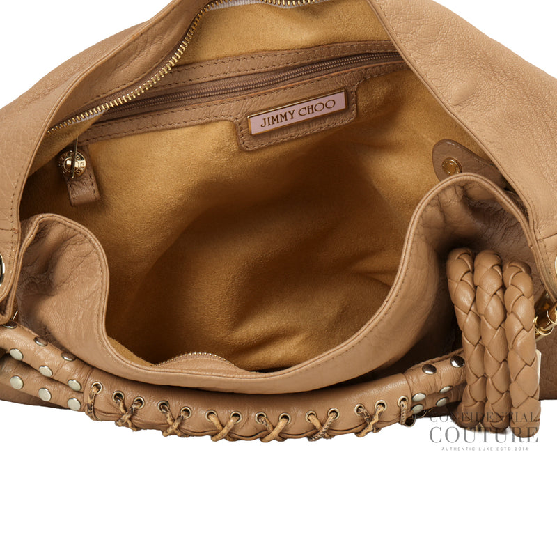Dark Beige Sky studded Leather Belt Hobo Bag