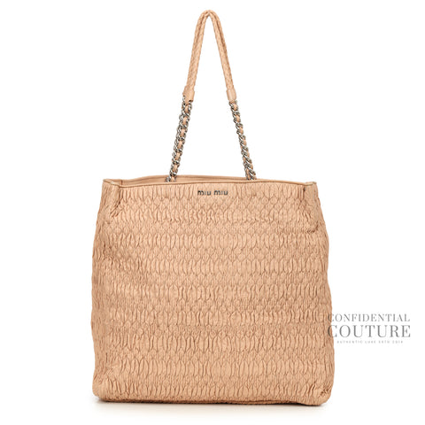 Matelasse Nude Pink Leather Tote Bag