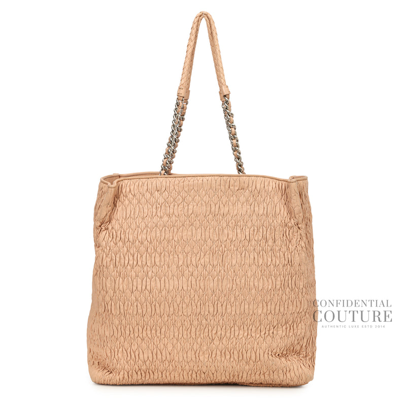 Matelasse Nude Pink Leather Tote Bag