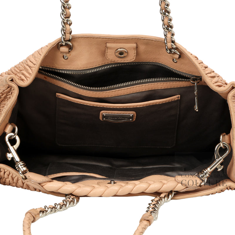 Matelasse Nude Pink Leather Tote Bag