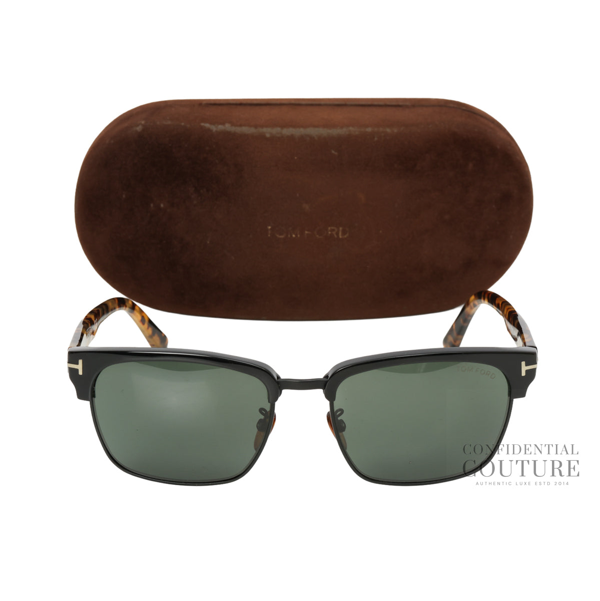 Black Frame Tortoise Shell Acetate River Square Sunglasses