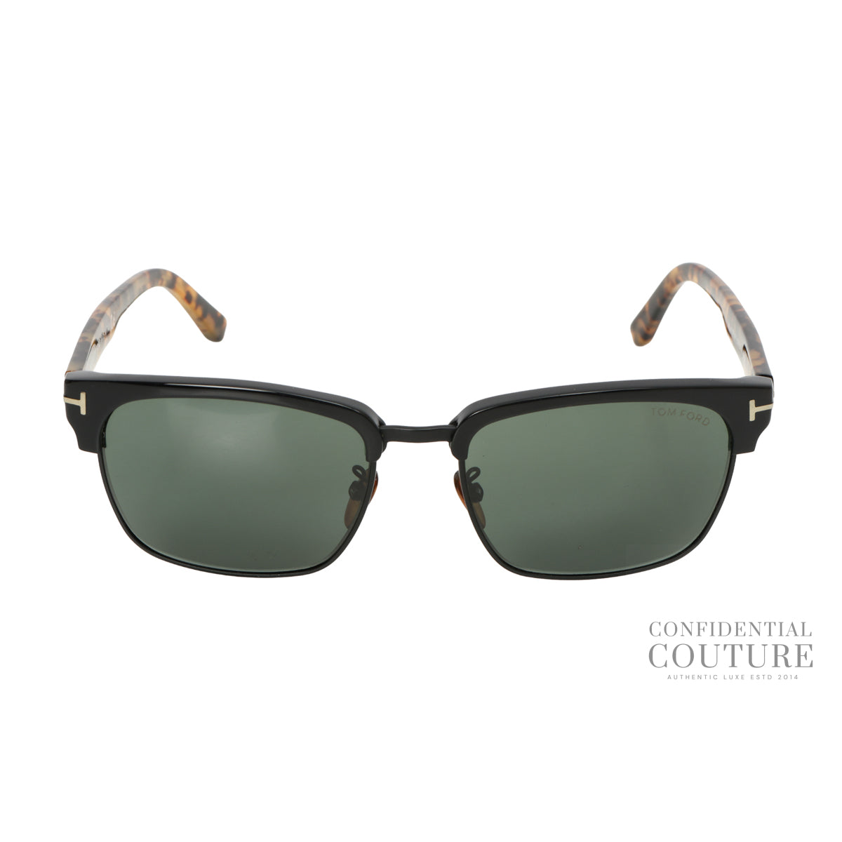 Black Frame Tortoise Shell Acetate River Square Sunglasses