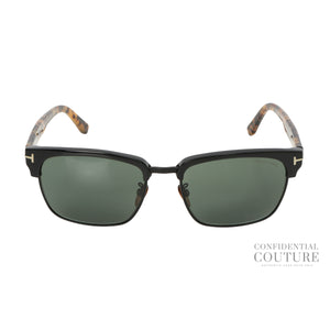 Black Frame Tortoise Shell Acetate River Square Sunglasses
