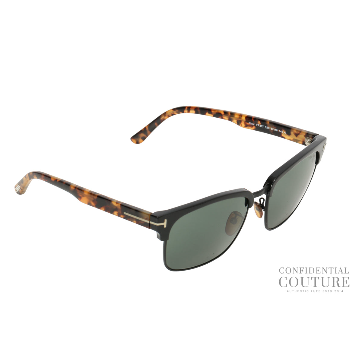 Black Frame Tortoise Shell Acetate River Square Sunglasses