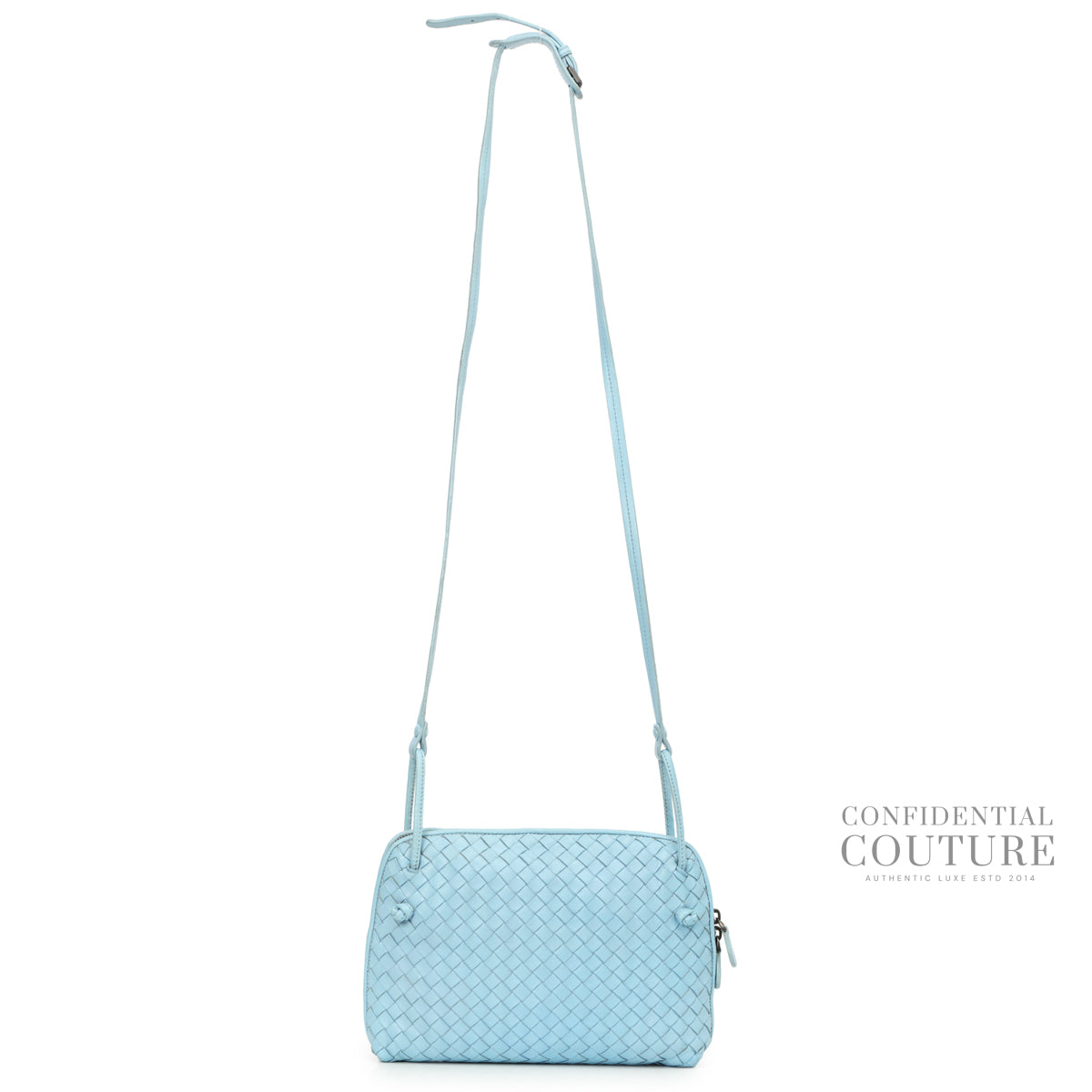 Authentic Pre-Loved — Sky Blue Intrecciato Woven Nappa Leather Nodini Crossbody Bag — Interior View