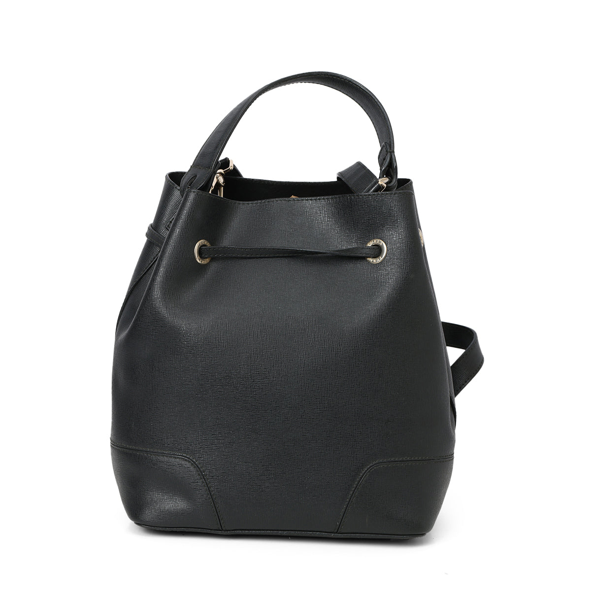 Black Leather Bucket Bag