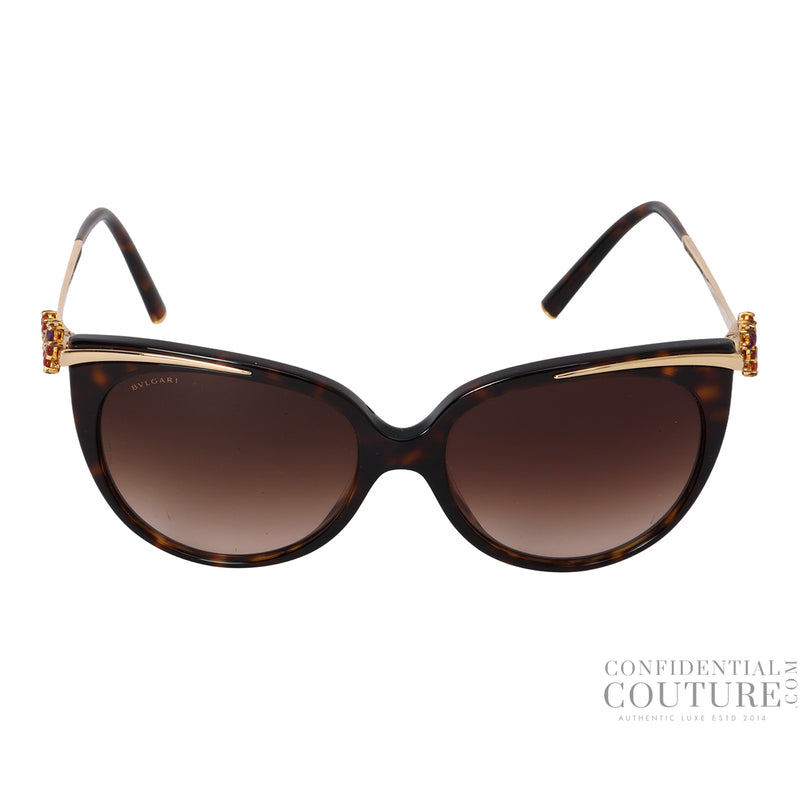 8089-k Tortoise Shell Floral Embellised Cat Eye Sunglasses
