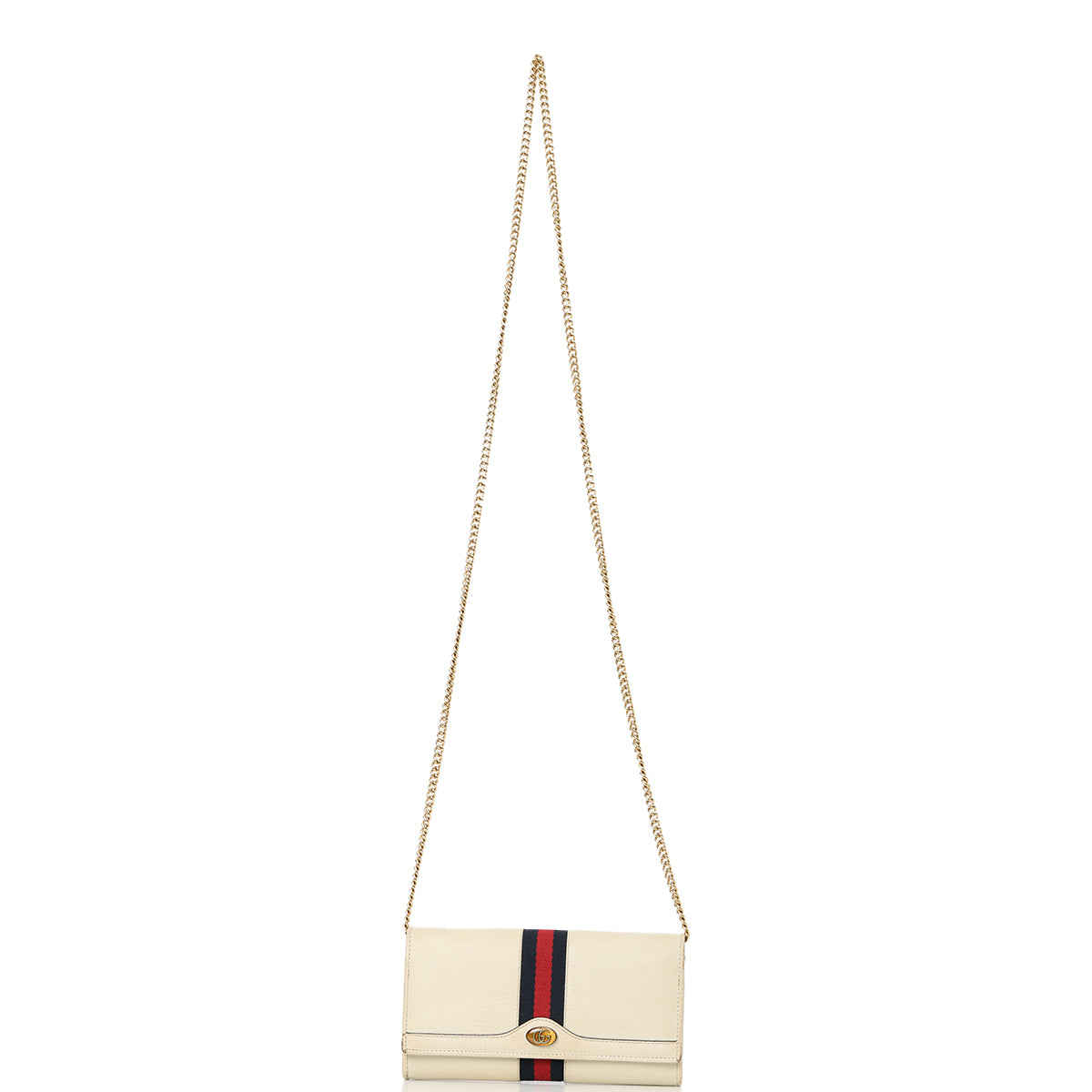 Textured Calfskin Web Ophidia Wallet On Chain Mystic White