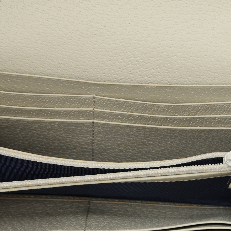 Women Gucci Textured Calfskin Web Ophidia Wallet On Chain Mystic White