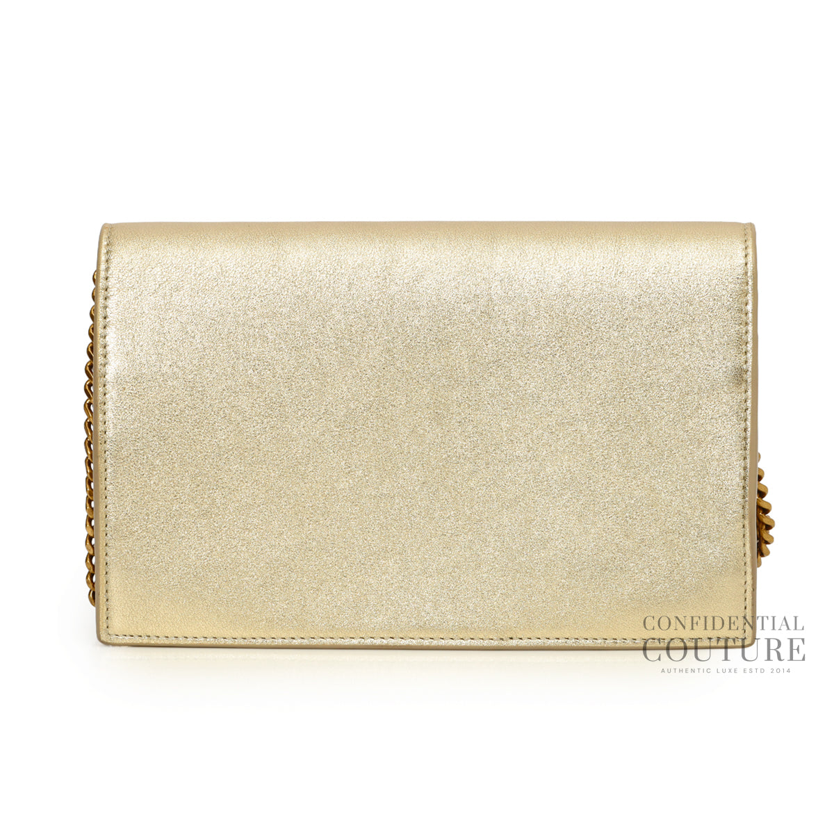 Authentic Pre-Loved — Gold Cassandre Envelope Wallet On Chain Bag — Back View