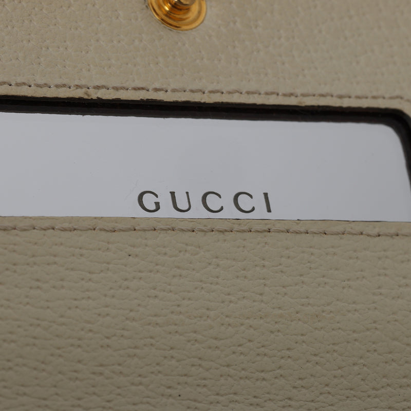 Pre loved Gucci Textured Calfskin Web Ophidia Wallet On Chain Mystic White