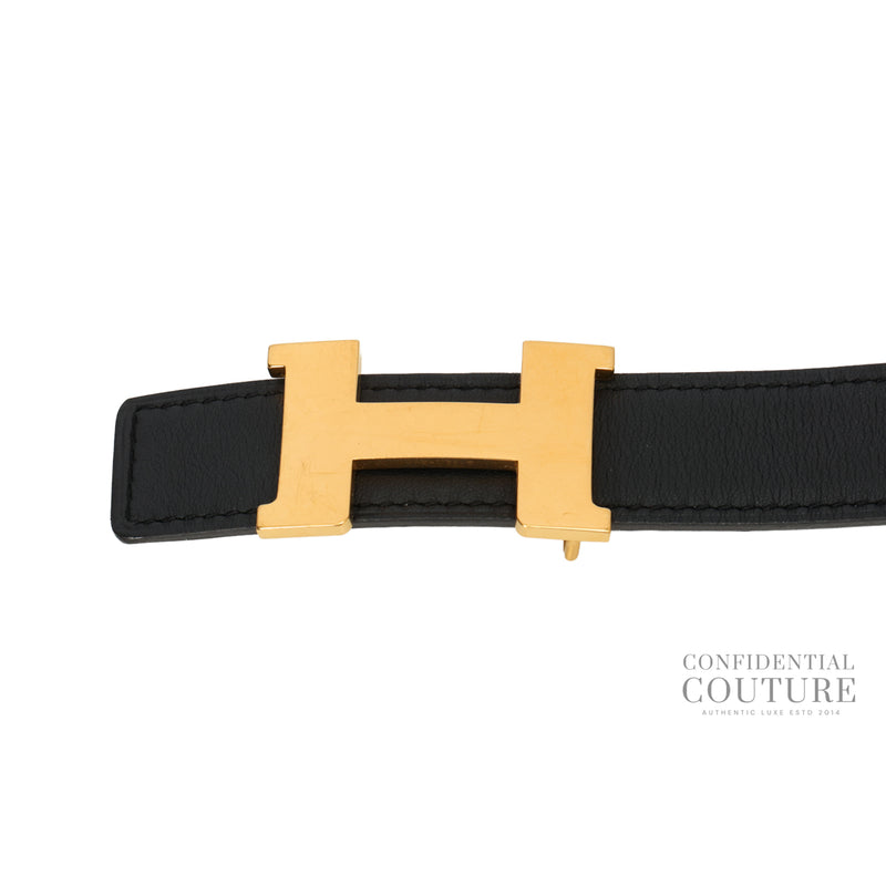 Noir/Gold Swift/Epsom 24 mm Constance Belt- 80
