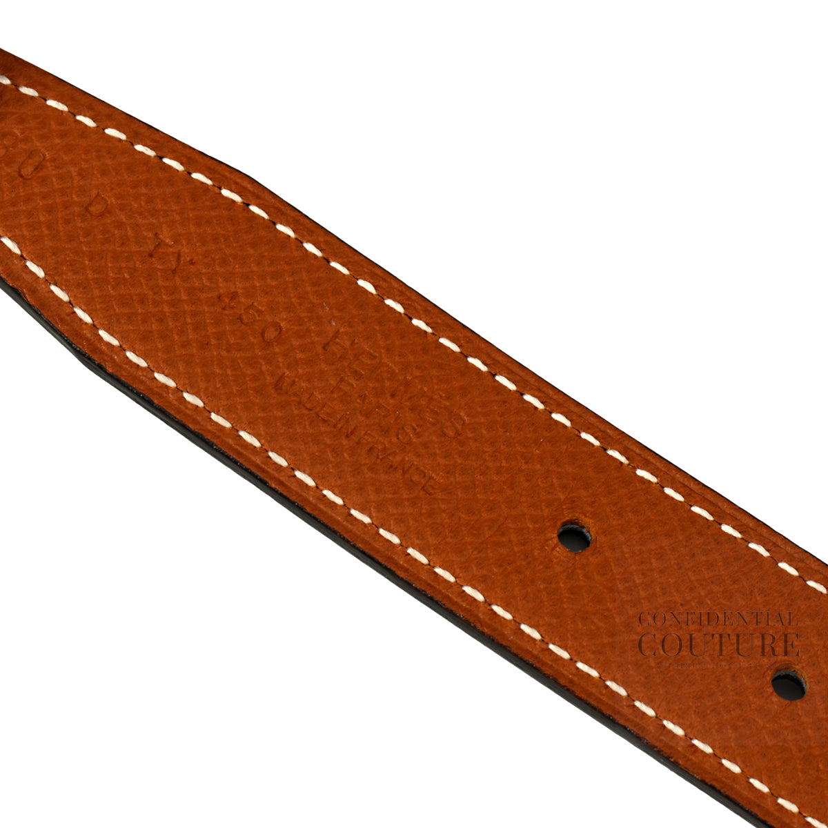 Authentic Pre-Loved — Noir/Gold Swift/Epsom 24 mm Constance Belt- 80 — View 6