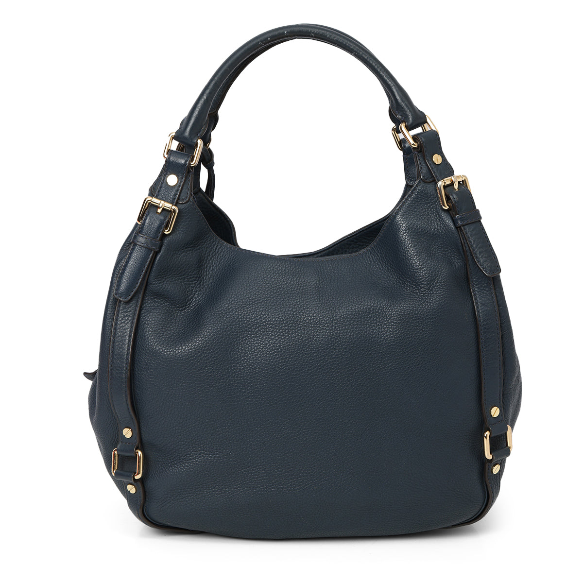 Navy Bedford Leather Hobo Bag