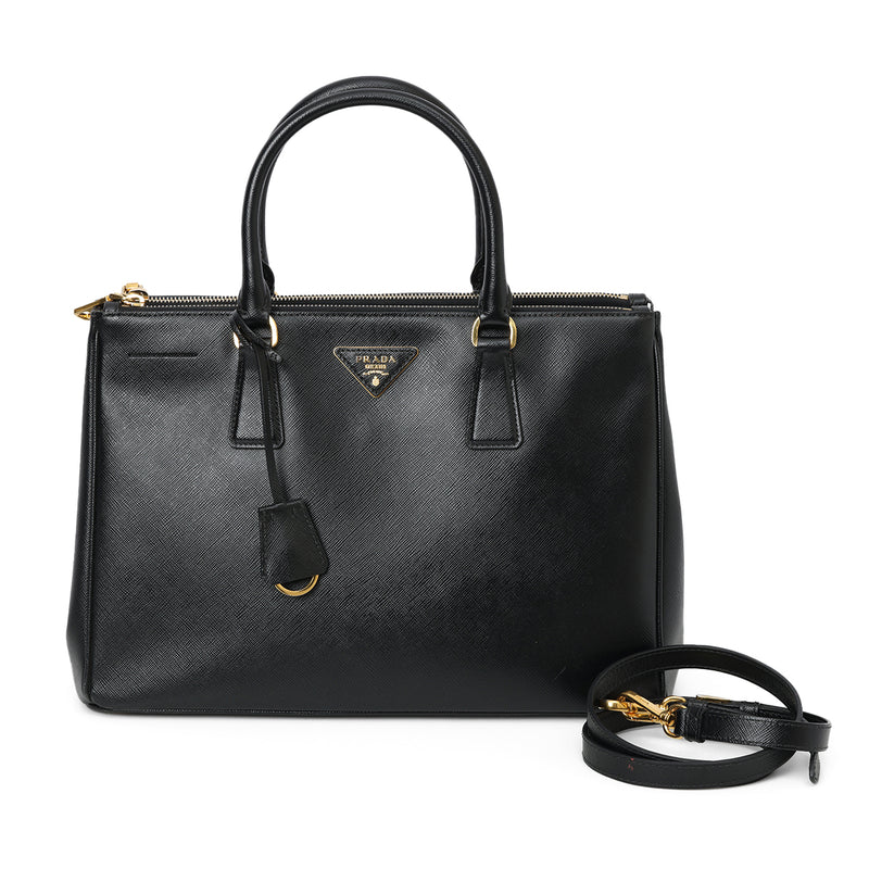 Galleria Black Large Saffiano Leather Tote