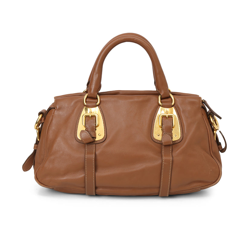 Women pre loved Prada Tan Cuoio Soft Calfskin Leather Satchel Bag One Size