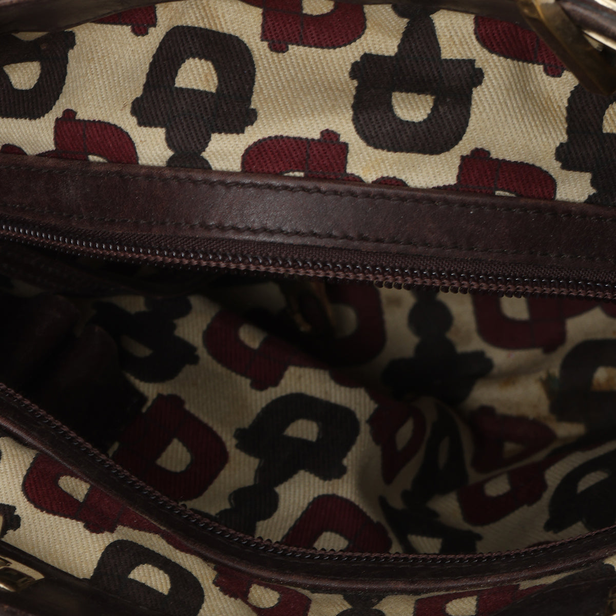 Brown Guccissima Leather Chain Small Tote Bag