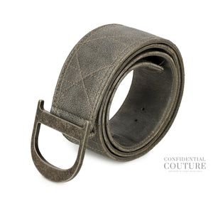 Grey Quilted Leather Belt- 85cm
