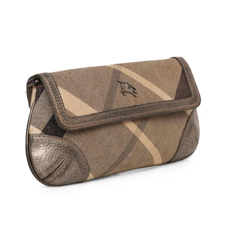 Grey Shimmer Check Pochette Mini