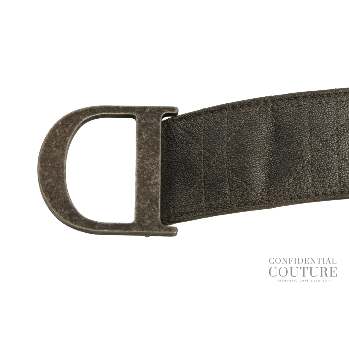 Grey Quilted Leather Belt- 85cm