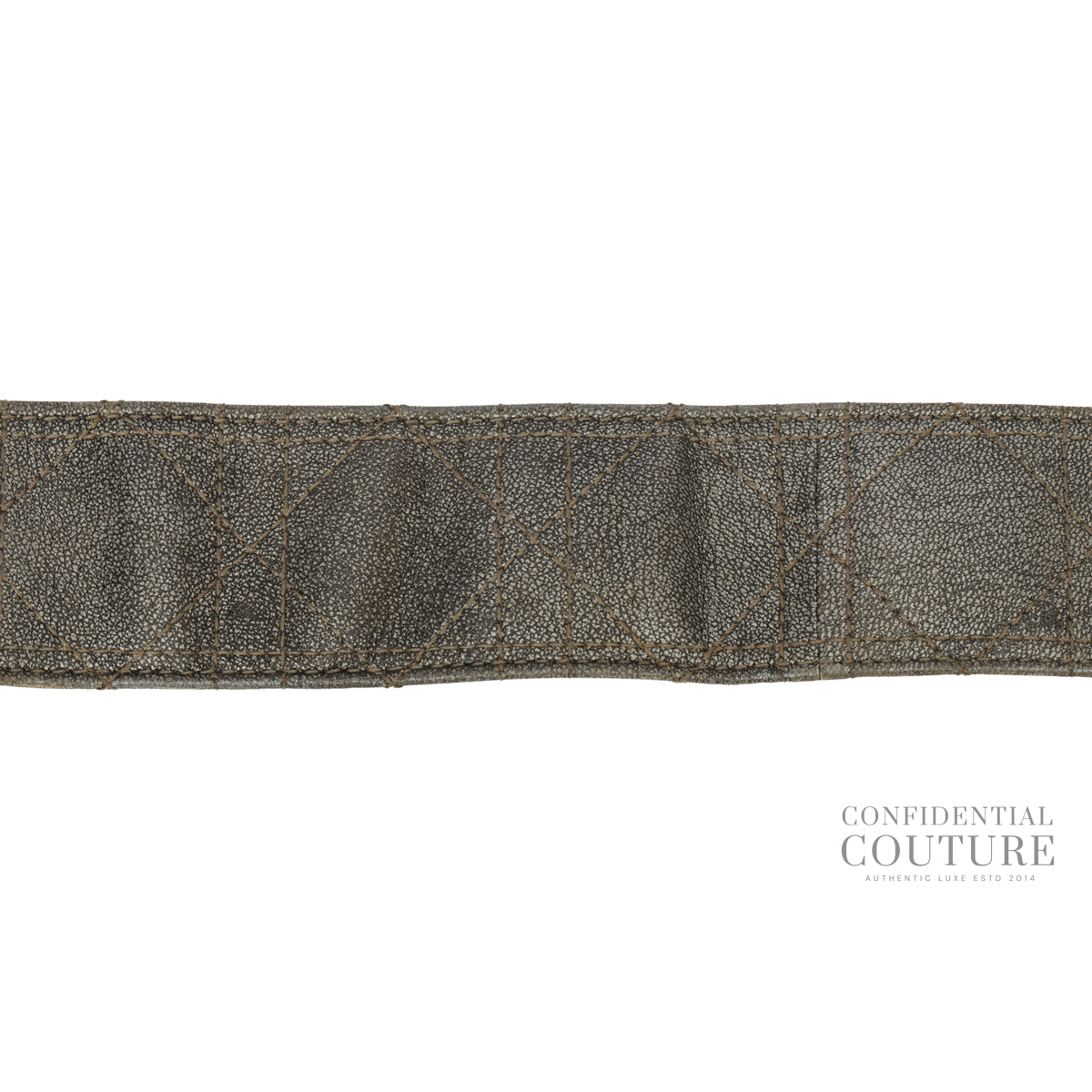 Grey Quilted Leather Belt- 85cm
