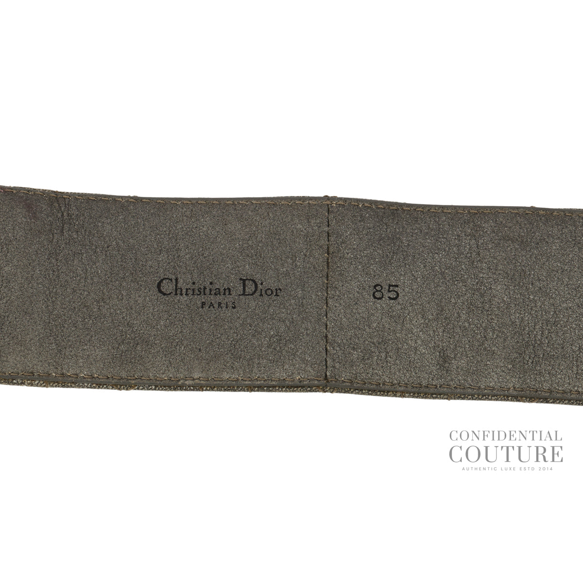 Grey Quilted Leather Belt- 85cm