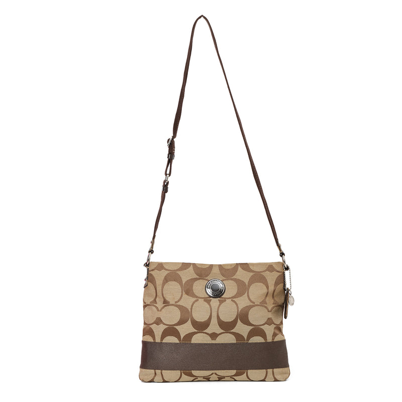 Coach beige brown monogram signature messenger bag one size price