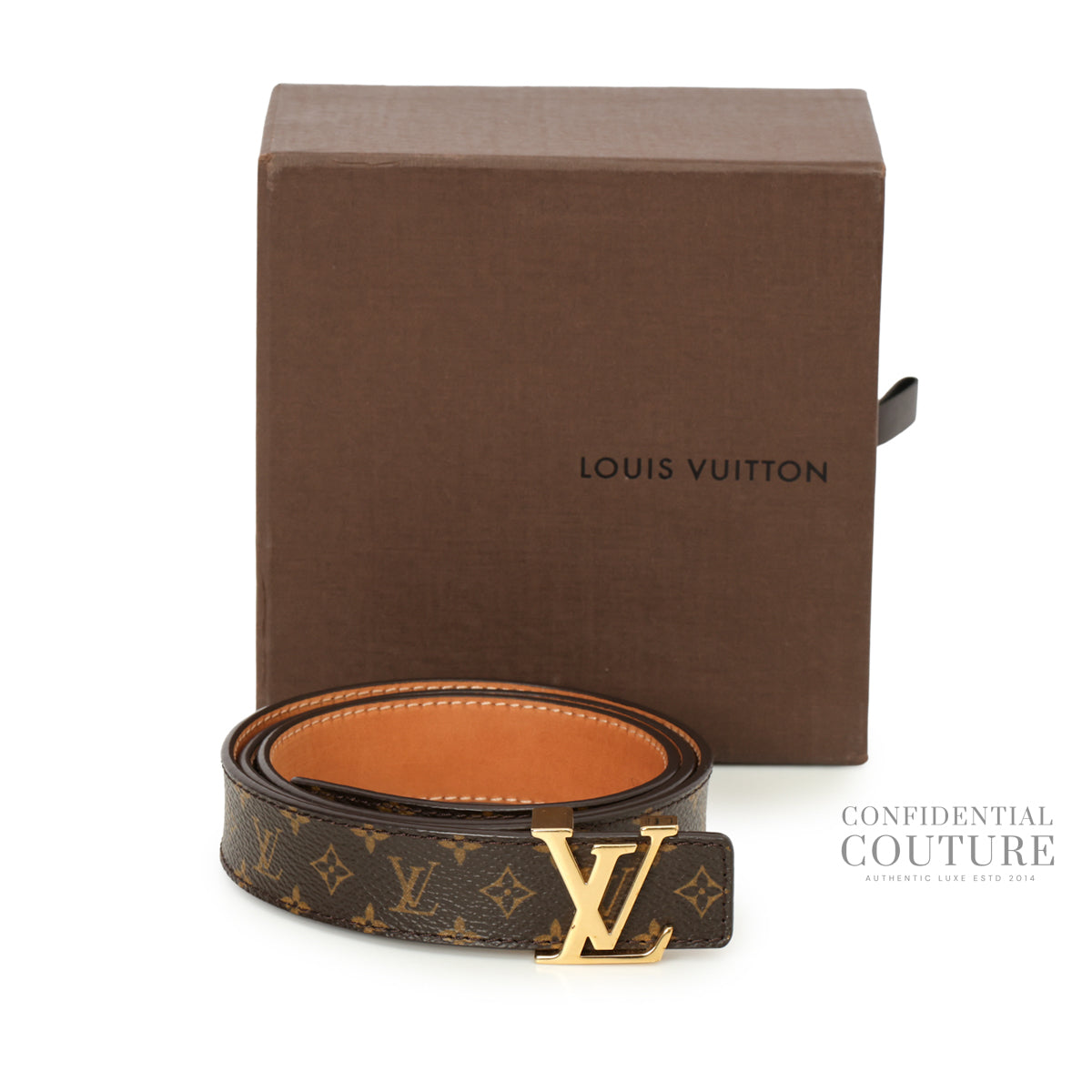 Authentic Pre-Loved — Monogram LV Initials Slim Belt 90/36 — Interior View