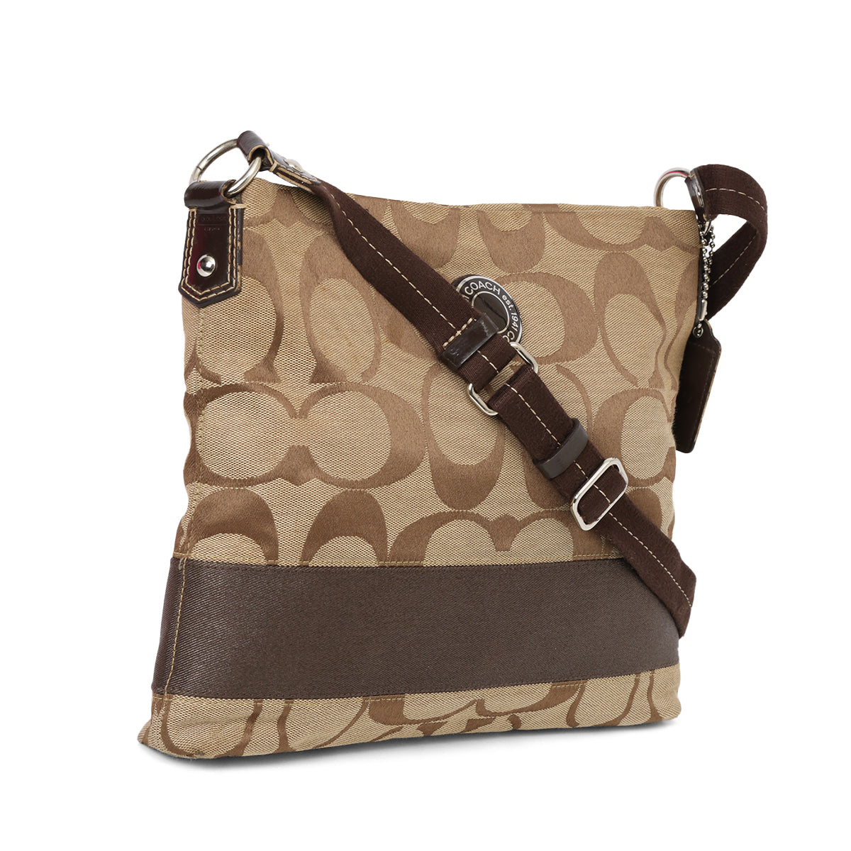 Beige/Brown Monogram Signature Messenger Bag One Size