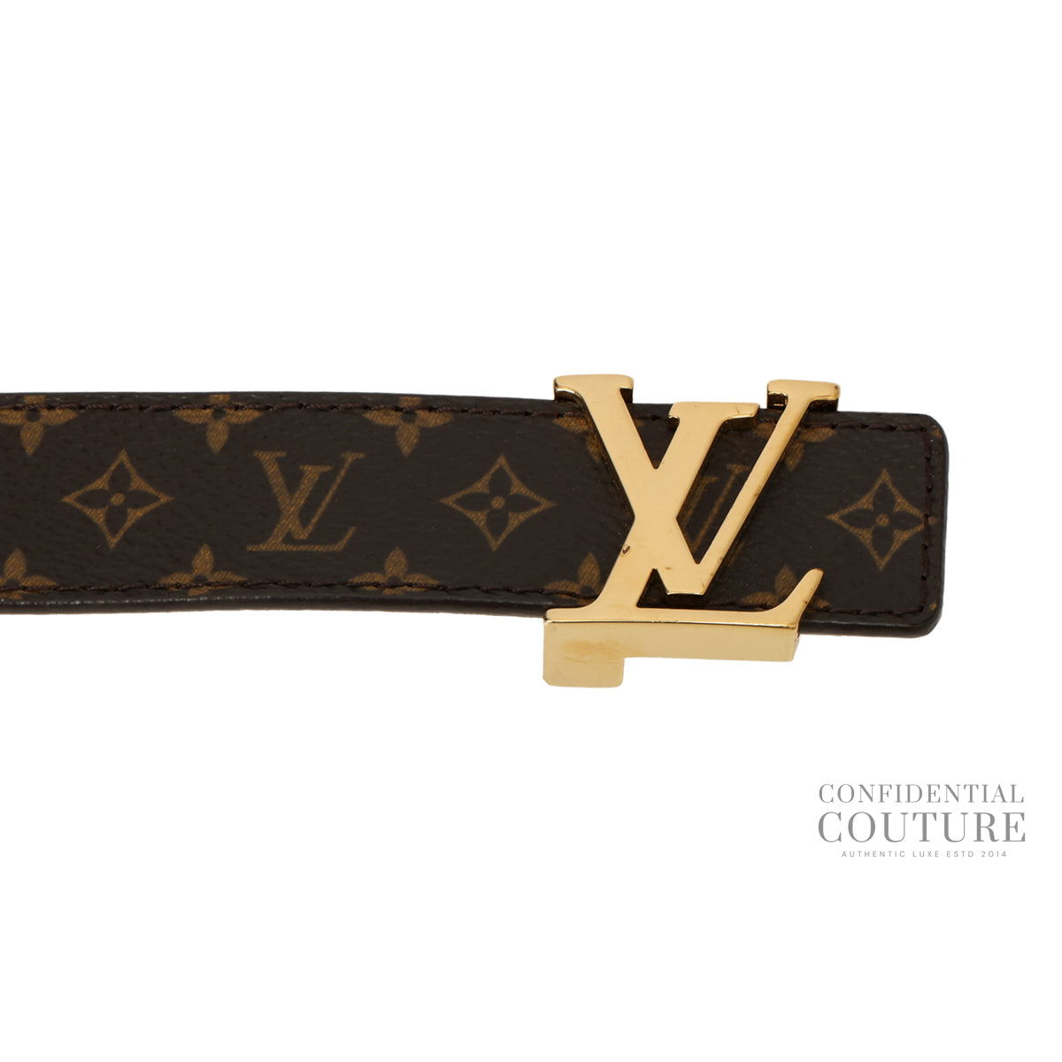 Authentic Pre-Loved — Monogram LV Initials Slim Belt 90/36 — Back View