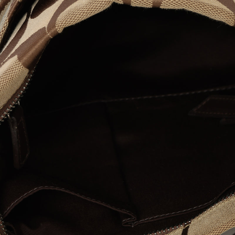 Coach beige brown monogram signature messenger bag one size black