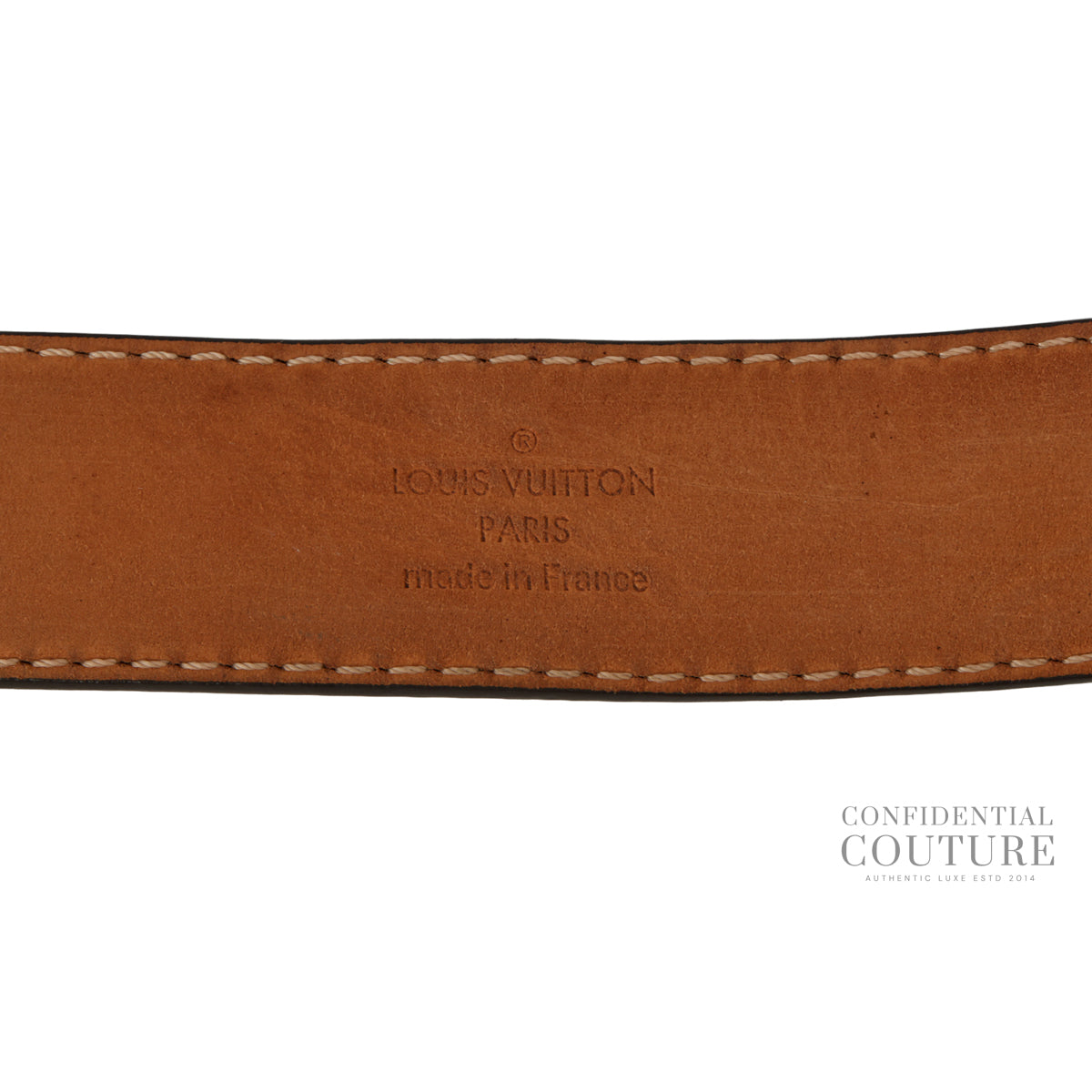Authentic Pre-Loved — Monogram LV Initials Slim Belt 90/36 — Hardware Detail