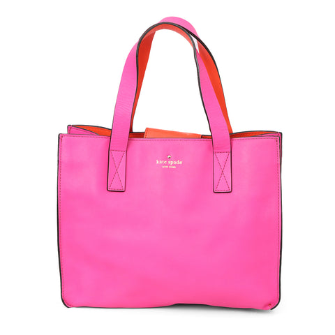 Fuchsia Leather Shopping Tote