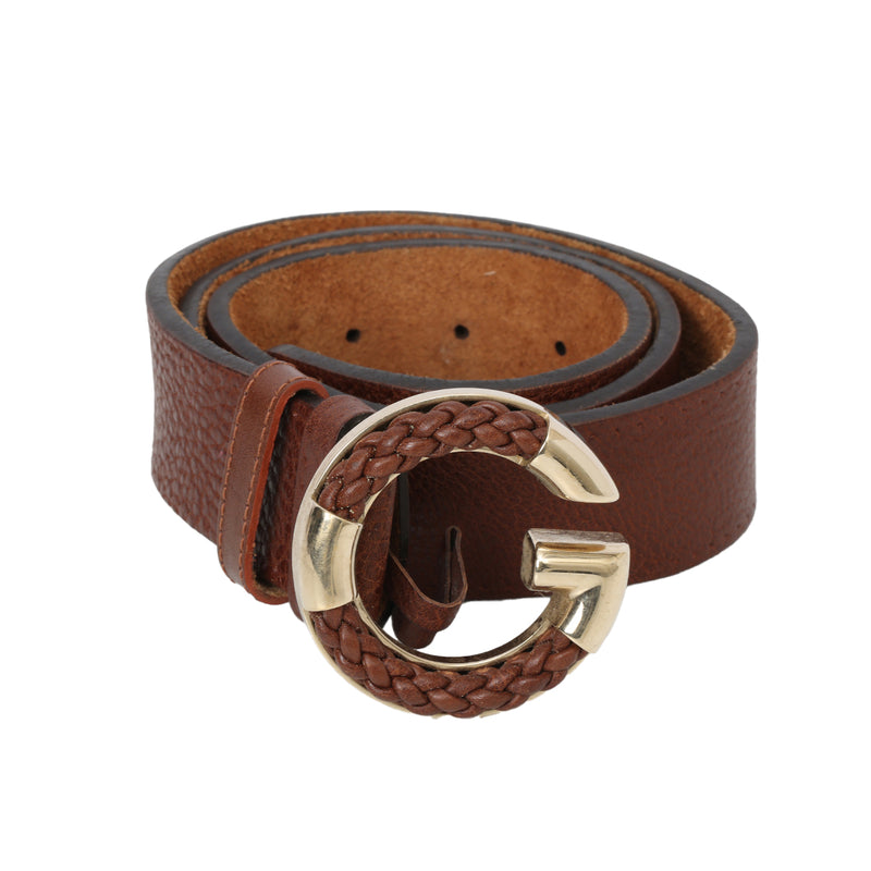 Pre-loved Gucci Brown Calfskin G Belt 34