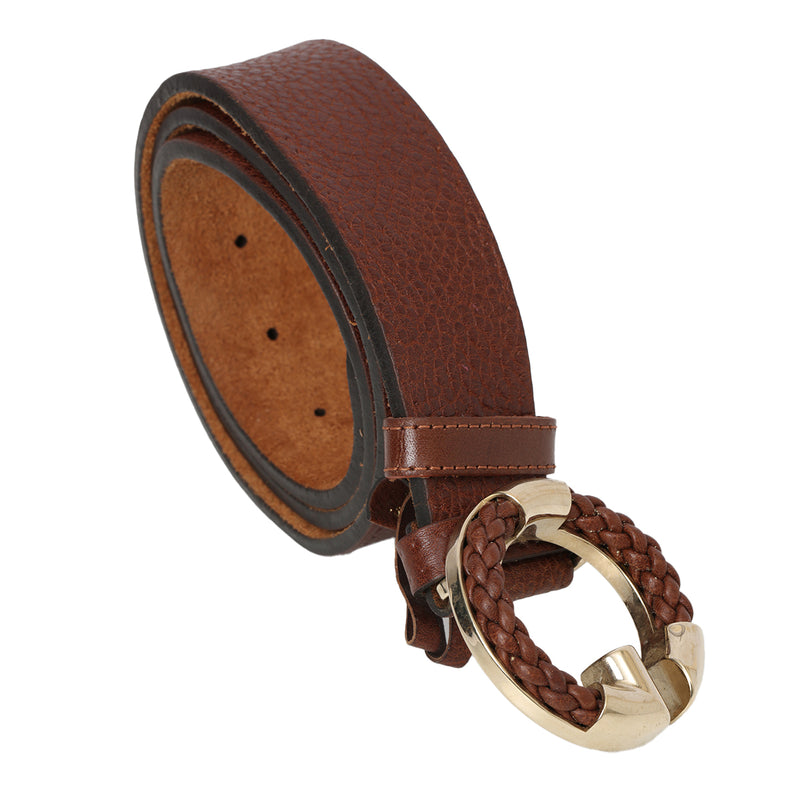 Women pre loved gucci brown calfskin g belt 34